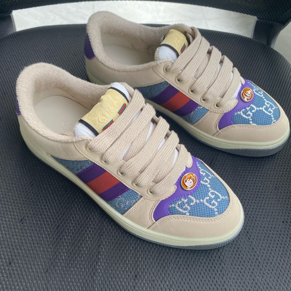 Gucci Beige and Purple Women's Sneakers